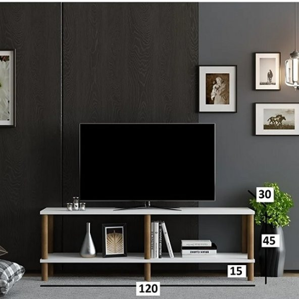 BMdekor TV Sehpası Şota Beyaz 120 cm - 3