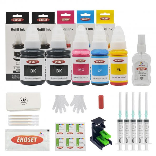 Ekoset Canon PG-545 CL-546 uyumlu Kartuş Dolum Seti Renkli ve Siyah 5li set