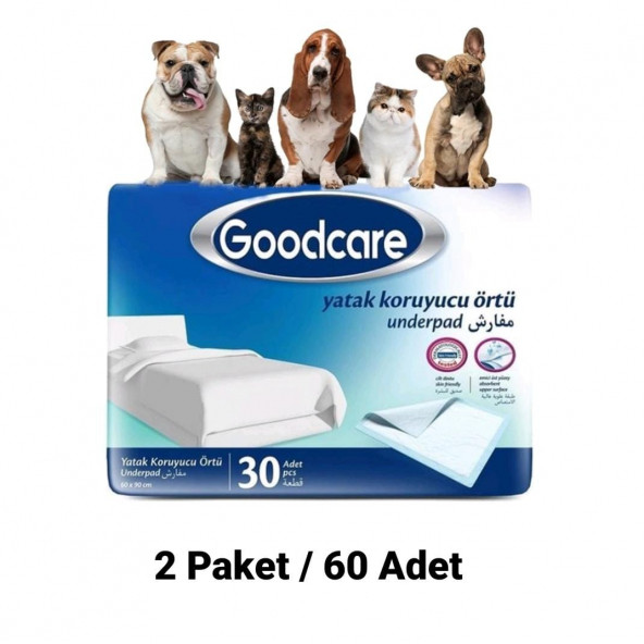 Goodcare Kedi Köpek Çiş Pedi 60-90 cm 30lu 2 Paket  60 Adet