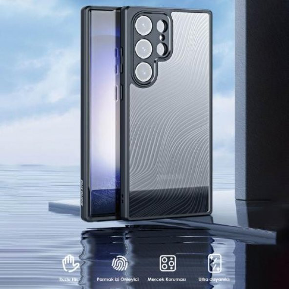 Coofbe Premium Kamera Korumalı Buz Desenli Sert PC-TPU Samsung Galaxy S23 Ultra Kılıf Silikon Kauçuk - 3