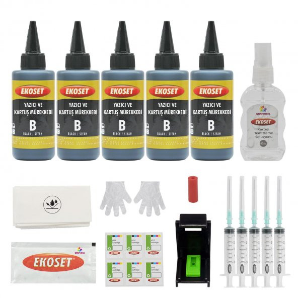 Ekokartuş Dolum seti Canon E404 E464 E474 PG-46 uyumlu Siyah 5li set