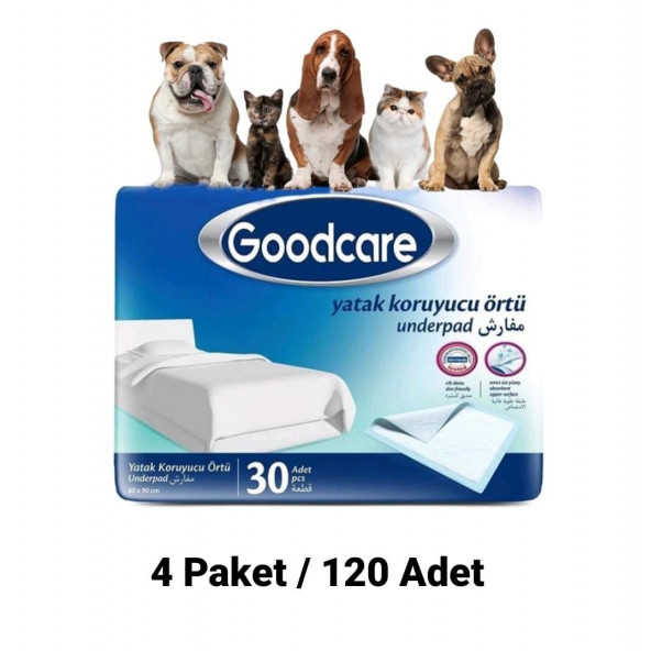 Goodcare Kedi Köpek Çiş Pedi 60-90 cm 30lu 4 Paket  120 Adet