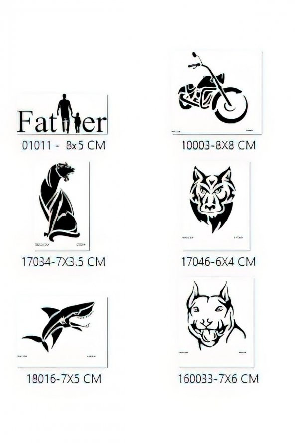 Baba Tasarımları Geçici Dövme Şablonu Seti Sadece Desen ürün görseli 1