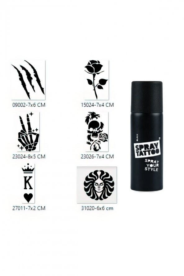 İskelet Zafer Spray Tattoo Geçici Sprey Dövme Seti - 1
