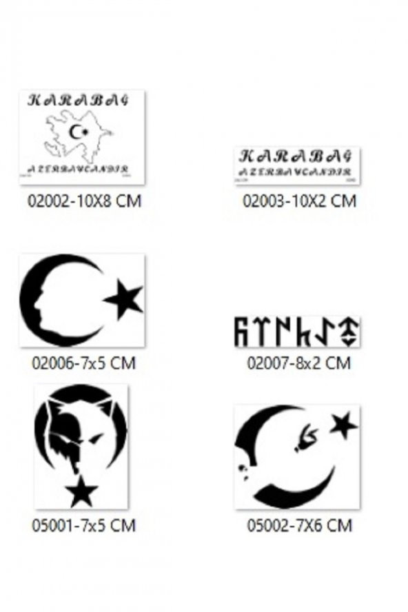 Azeri Türk Tasarımları Geçici Dövme Şablonu Seti Sadece Desen ürün görseli 1