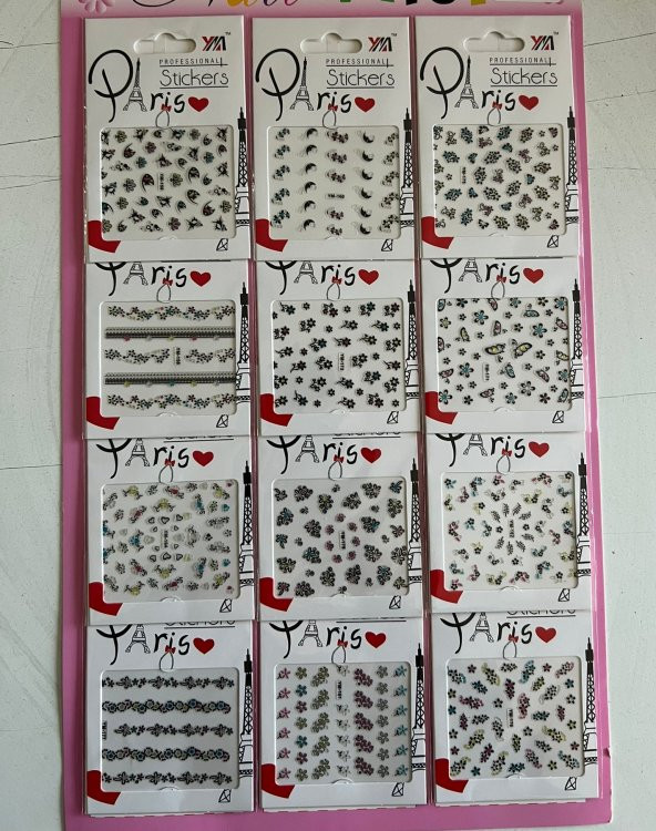 Nail Art Tırnak Süsü 12 Kartela Birden Mega Paket