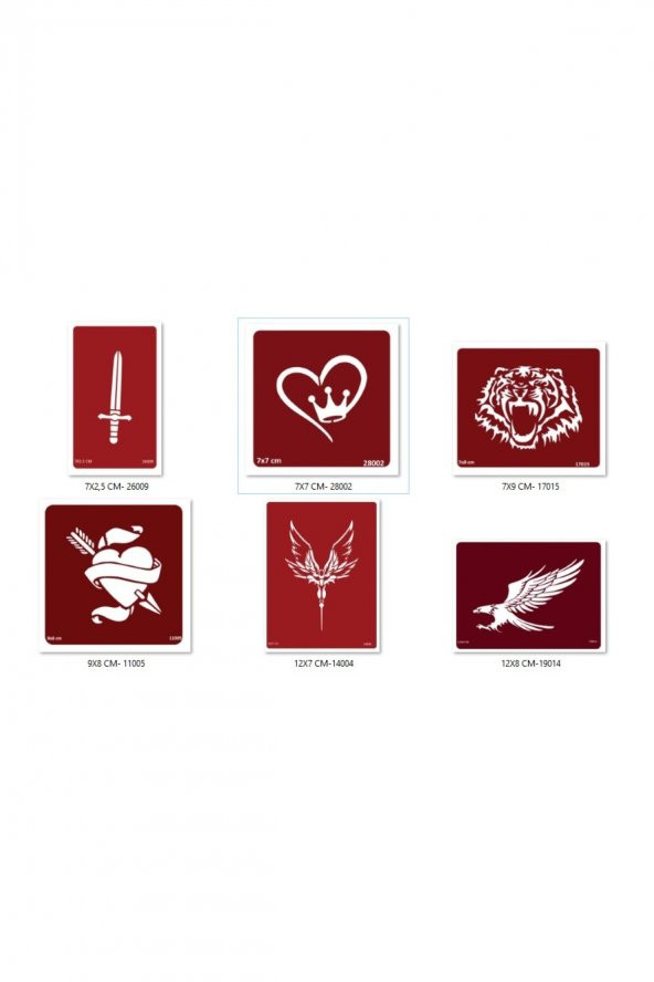 Kılıç Kalp Geçici Dövme Şablonu Seti Sadece Desen ürün görseli 1