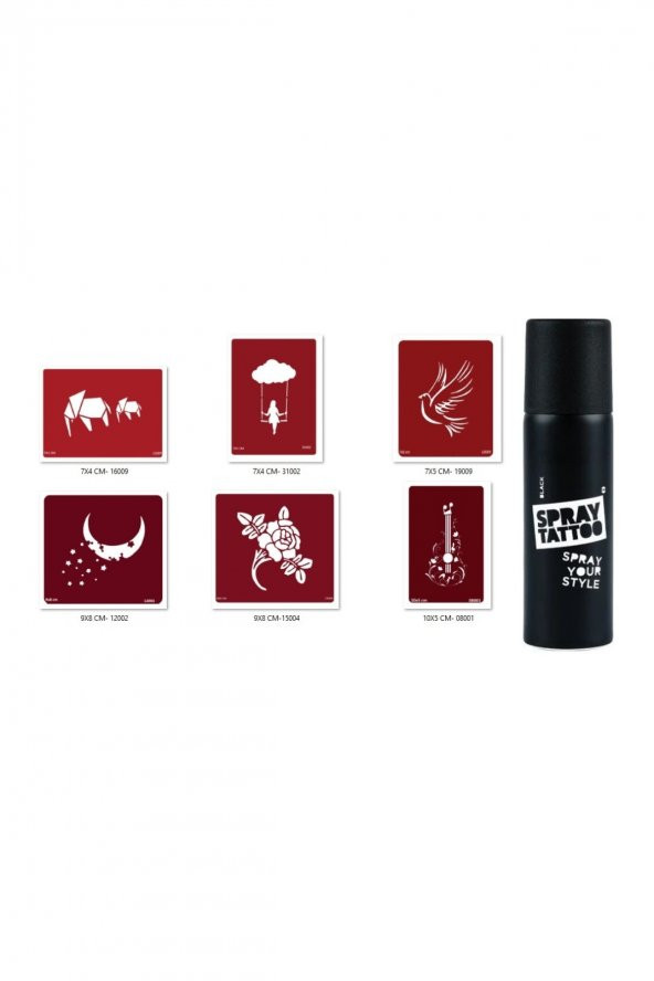Güvercin Gitar Spray Tattoo Geçici Sprey Dövme Seti ürün görseli 1