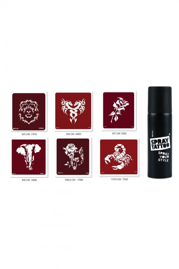 Aslan Fil Spray Tattoo Geçici Sprey Dövme Seti ürün görseli 1