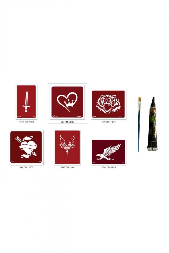 Kılıç Kalp Hint Kınasıyla Geçici Dövme Seti ürün görseli 1