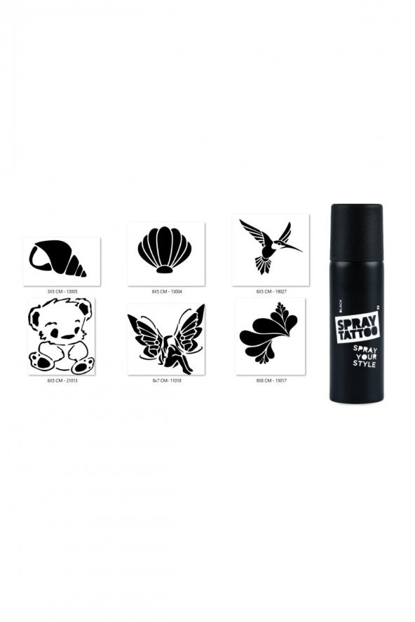 Peluş Çiçek Spray Tattoo Geçici Sprey Dövme Seti