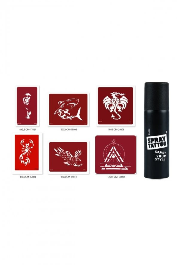 Shark Dragon Spray Tattoo Geçici Sprey Dövme Seti ürün görseli 1