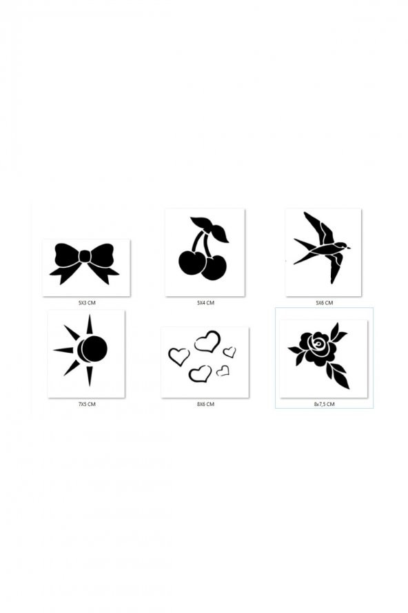 Kalp Çiçek Geçici Dövme Şablonu Seti Sadece Desen ürün görseli 1