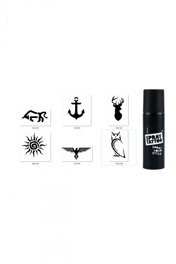 Geyik Boğa Spray Tattoo Geçici Siyah Sprey Dövme Seti ürün görseli 1