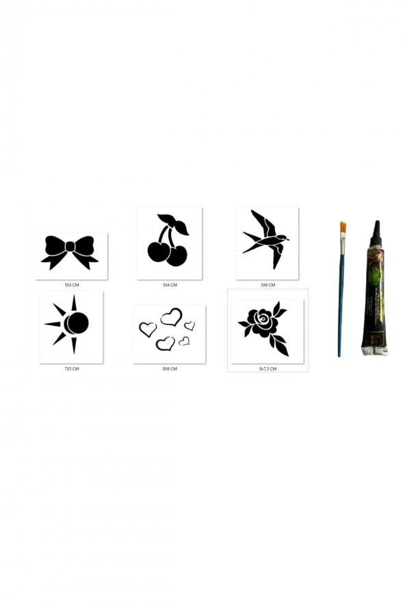 Kalp Çiçek Hint Kınasıyla Geçici Dövme Yapma Seti ürün görseli 1