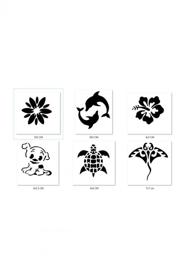 Sevimli Modeller Geçici Dövme Şablonu Seti Sadece Desen ürün görseli 1