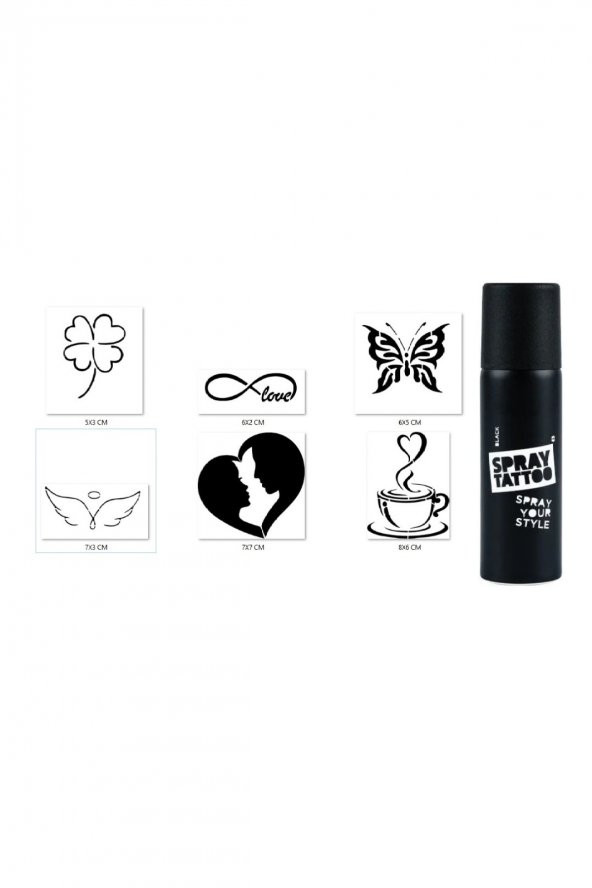 Sevgi Modelleri Spray Tattoo Geçici Dövme Yapma Seti Siyah Sprey Dövme ürün görseli 1