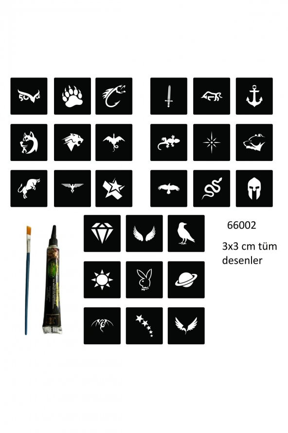 Minimal 27 Şablon Hint Kınasıyla Geçici Dövme Yapma Seti
