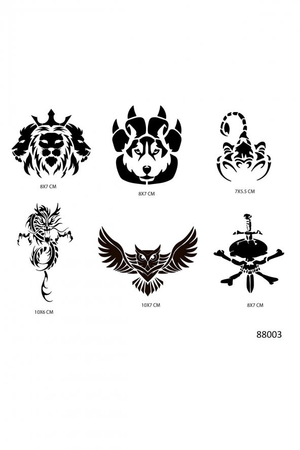 Vahşi Hayvanlar Geçici Dövme Şablonu Seti Sadece Desen ürün görseli 1
