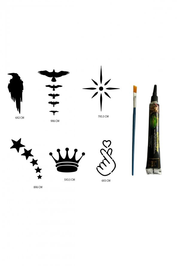 Kuşlar ve Yıldızlar Hint Kınasıyla Geçici Dövme Seti ürün görseli 1