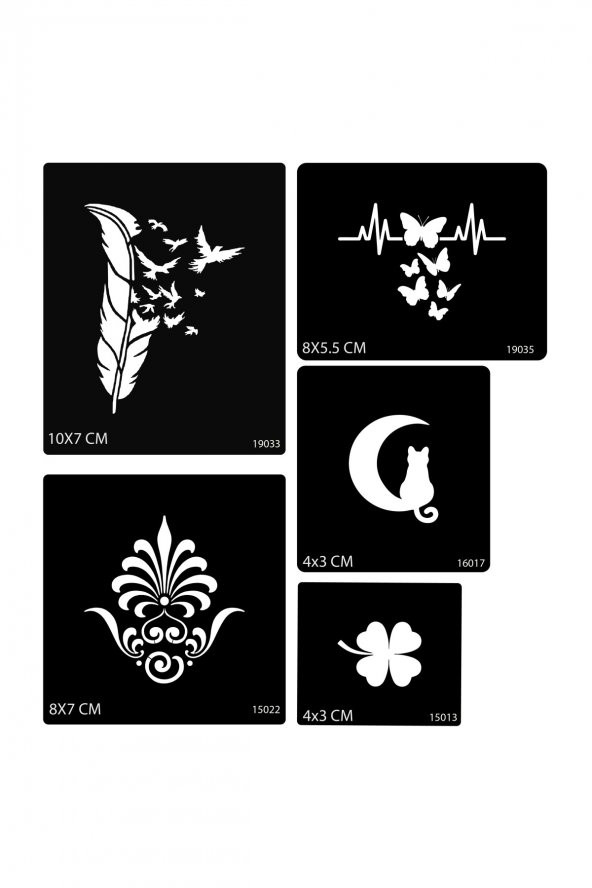 Tüy ve Kelebek Geçici Dövme Şablonu Seti Sadece Desen ürün görseli 1
