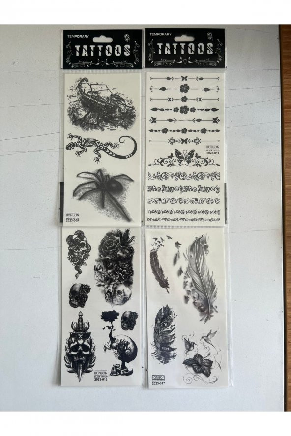 Kurukafa Tüy 4 Adet Birden Yapıştırma Geçici Dövme ürün görseli 1