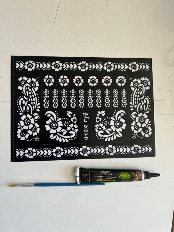 1 Tüp Hint Kınası  Fırça Ve 1 Adet Dövme Şablon Karışık ürün görseli 1