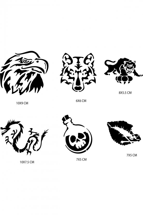 Vahşi Doğa Geçici Dövme Şablonu Seti Sadece Desen ürün görseli 1
