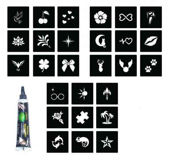 27 minimal Kadın şablon 1 tüp kına Geçici Dövme Seti