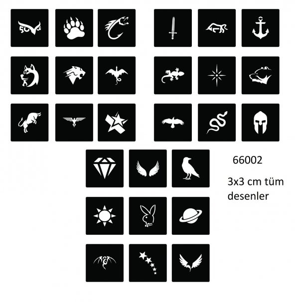 Minimal 27 Adet Erkek Deseni 3 cm Geçici Dövme Şablonu ürün görseli 1