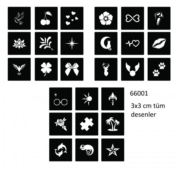 Minimal 27 Adet Kadın Deseni 3 cm Geçici Dövme Şablonu ürün görseli 1