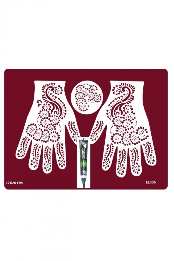 El ve Parmak Süsleme Siyah Kınalı Geçici Dövme Seti el006k ürün görseli 1