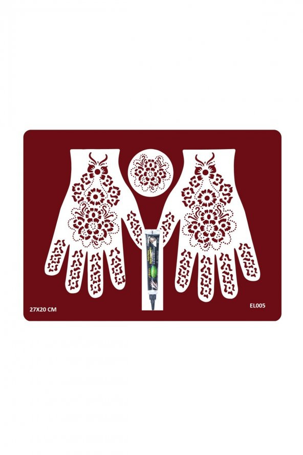 El ve Parmak Süsleme Siyah Kınalı Geçici Dövme Seti el005k ürün görseli 1