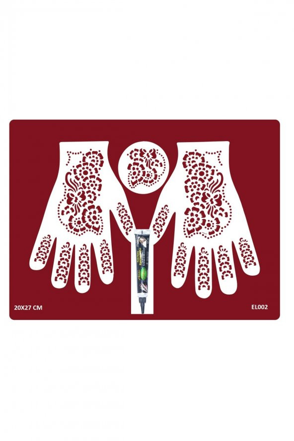 El ve Parmak Süsleme Siyah Kınalı Geçici Dövme Seti el002k ürün görseli 1