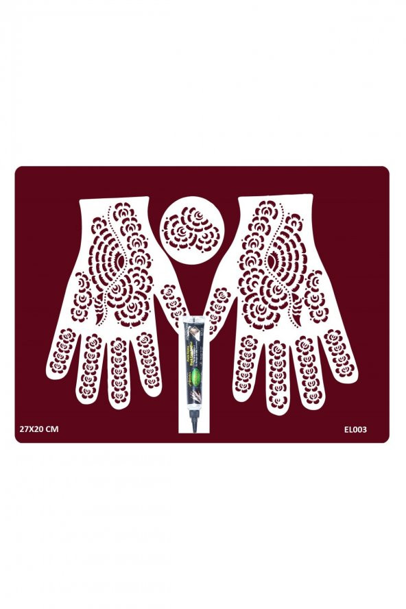 El ve Parmak Süsleme Siyah Kınalı Geçici Dövme Seti el003k ürün görseli 1