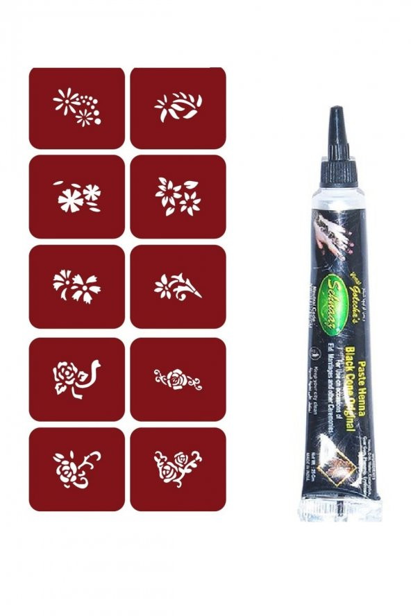 Minimal Geçici Dövme Yapma Seti 10 desen 1 tüp Kına Br001 ürün görseli 1