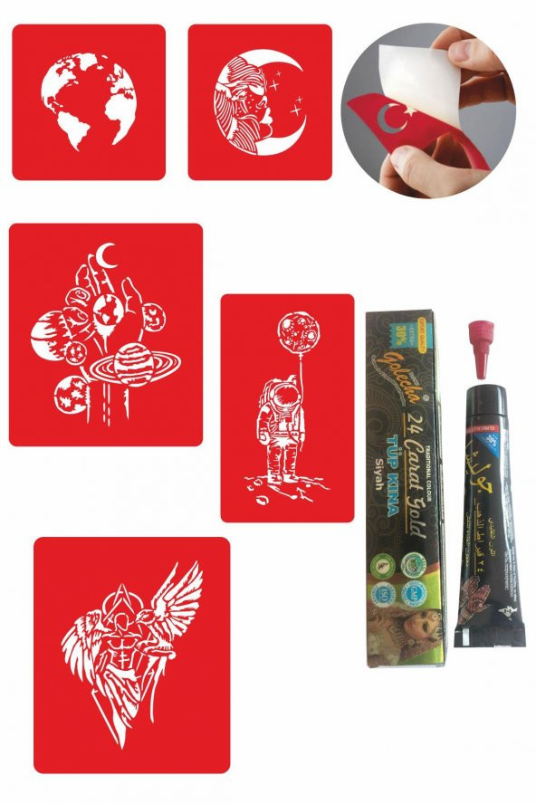 Evrenin Sırları Hint Kınası ile Geçici Dövme Yapma Seti ürün görseli 1