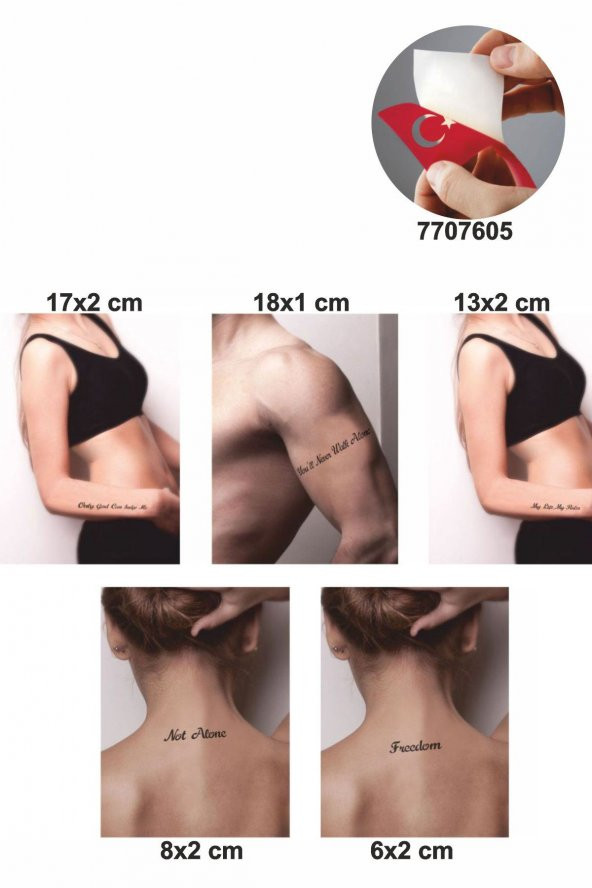 Favori Slogan Desenleri Hint Kınası ile Geçici Dövme Yapma Seti - Resim 2