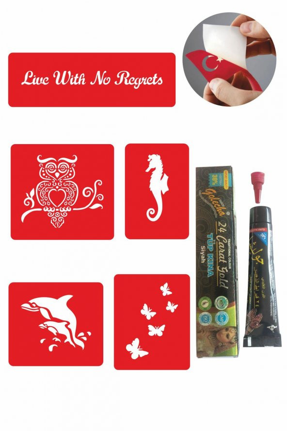 Kuş ve Balık Desenleri Hint Kınası ile Geçici Dövme Yapma Seti ürün görseli 1