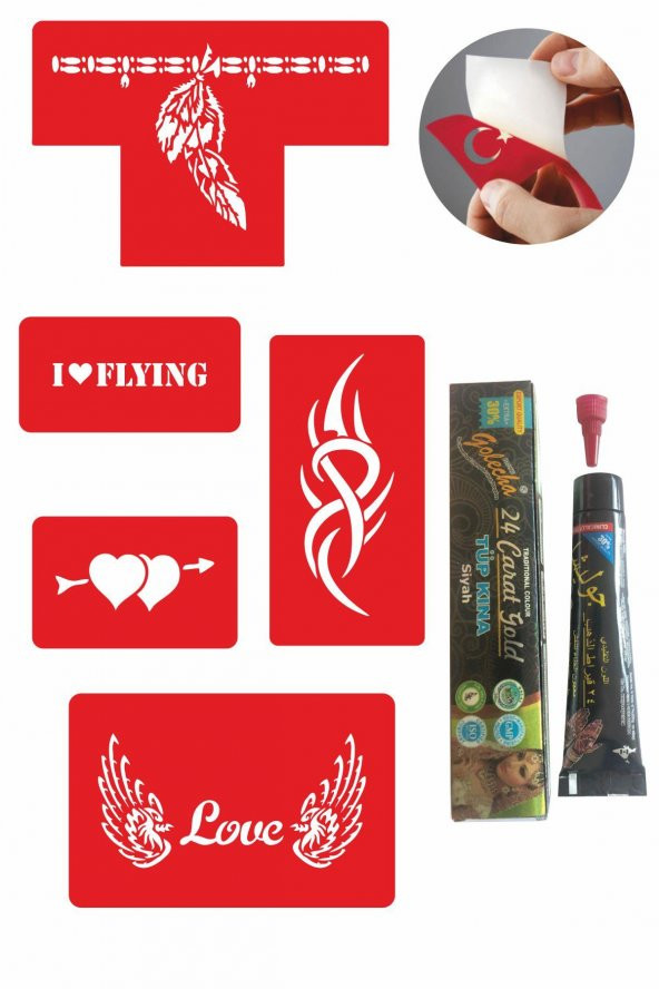 Tribal Aşk Desenleri Hint Kınası ile Geçici Dövme Yapma Seti ürün görseli 1