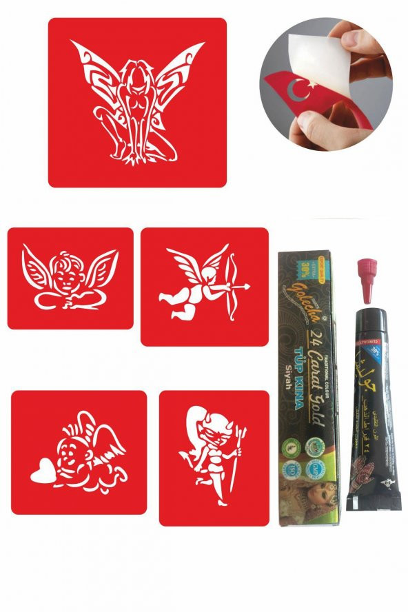 Melek ve Kanat Desenleri Kına ile Geçici Dövme Yapma Seti ürün görseli 1