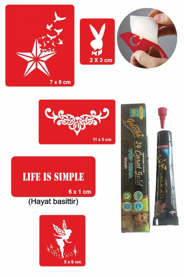 Yıldız ve Melek Hint Kınası ile Geçici Dövme Yapma Seti ürün görseli 1