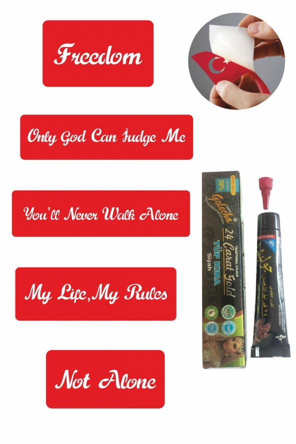 Favori Slogan Desenleri Hint Kınası ile Geçici Dövme Yapma Seti ürün görseli 1