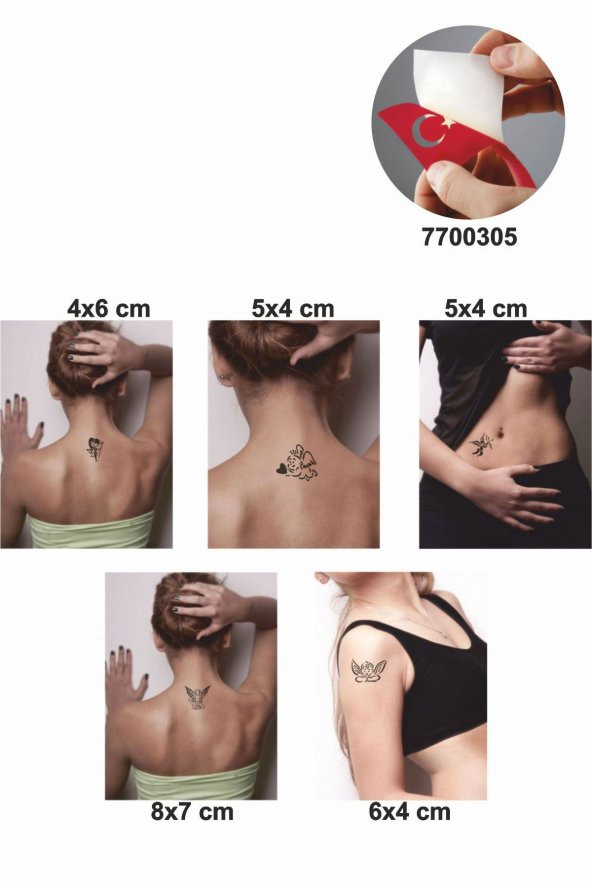 Melek ve Kanat Desenleri Kına ile Geçici Dövme Yapma Seti - Resim 2