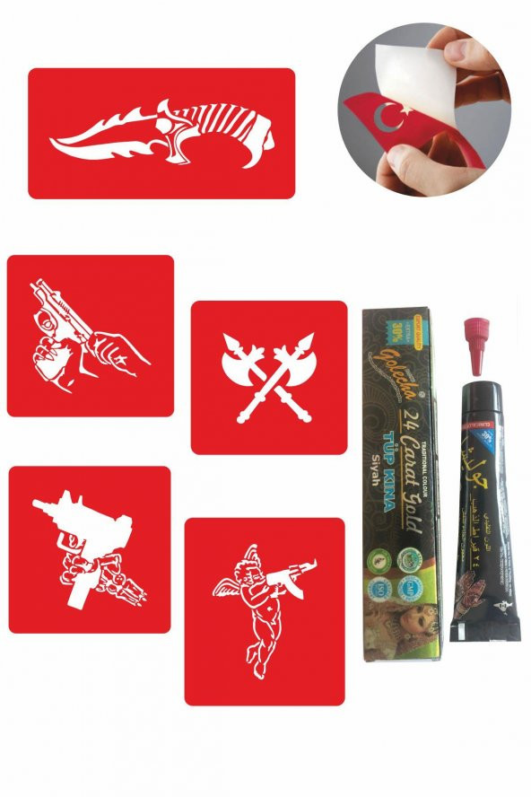 Silah Desenleri Hint Kınası ile Geçici Dövme Yapma Seti ürün görseli 1