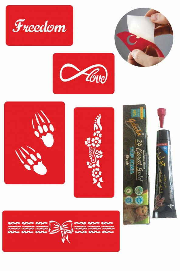 Sonsuz Pençe Desenleri Hint Kınası ile Geçici Dövme Yapma Seti ürün görseli 1