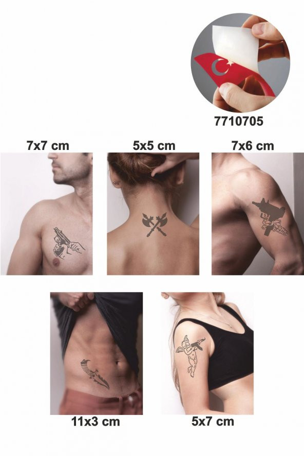 Silah Desenleri Hint Kınası ile Geçici Dövme Yapma Seti - Resim 2