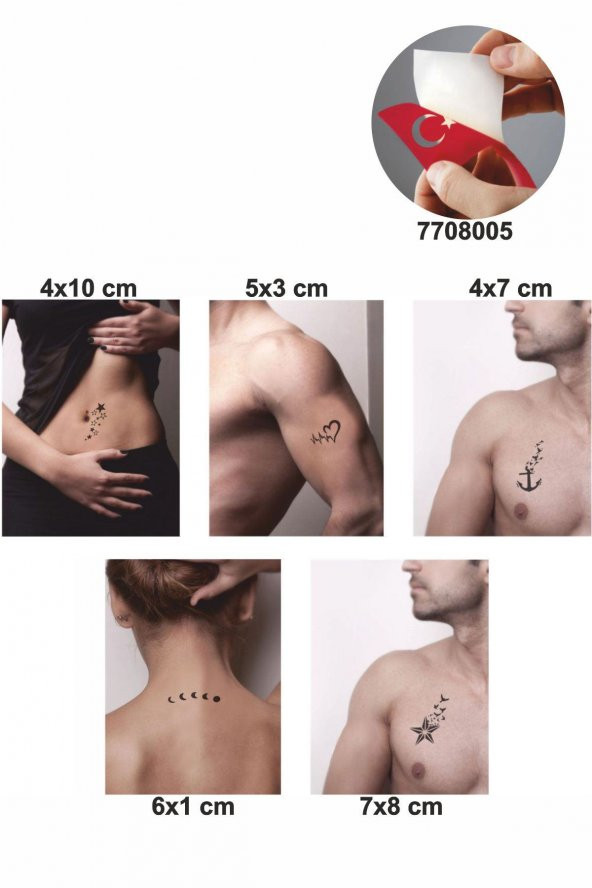 Kalp ve Yıldız Desenleri Hint Kınası ile Geçici Dövme Yapma Seti - Resim 2