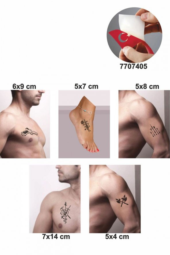 Savaş Aletleri Desenleri Hint Kınası ile Geçici Dövme Yapma Seti - 2