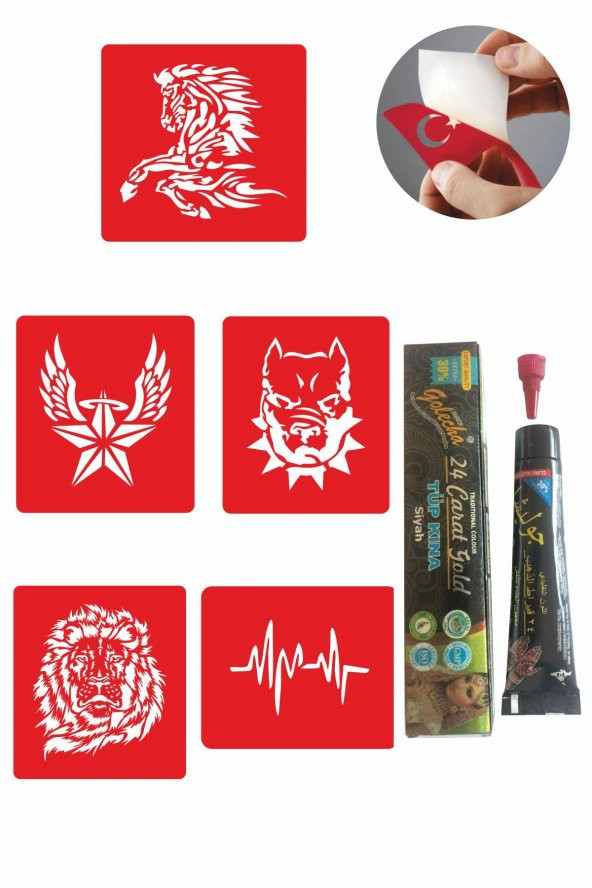 Vahşi Hayvan Desenleri Hint Kınası ile Geçici Dövme Yapma Seti ürün görseli 1